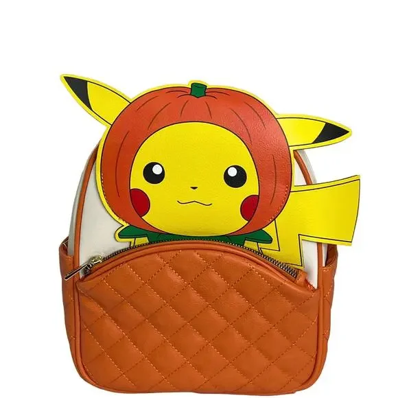 Pokémon Pumpkin Pikachu Mini Backpack Adjustable Straps Fall Bag New - Picture 5 of 9